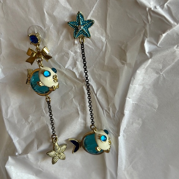 Betsey Johnson Jewelry - Betsy Johnson Earrings Authentic Vintage Like New Blow Fish Puffy Tails Move